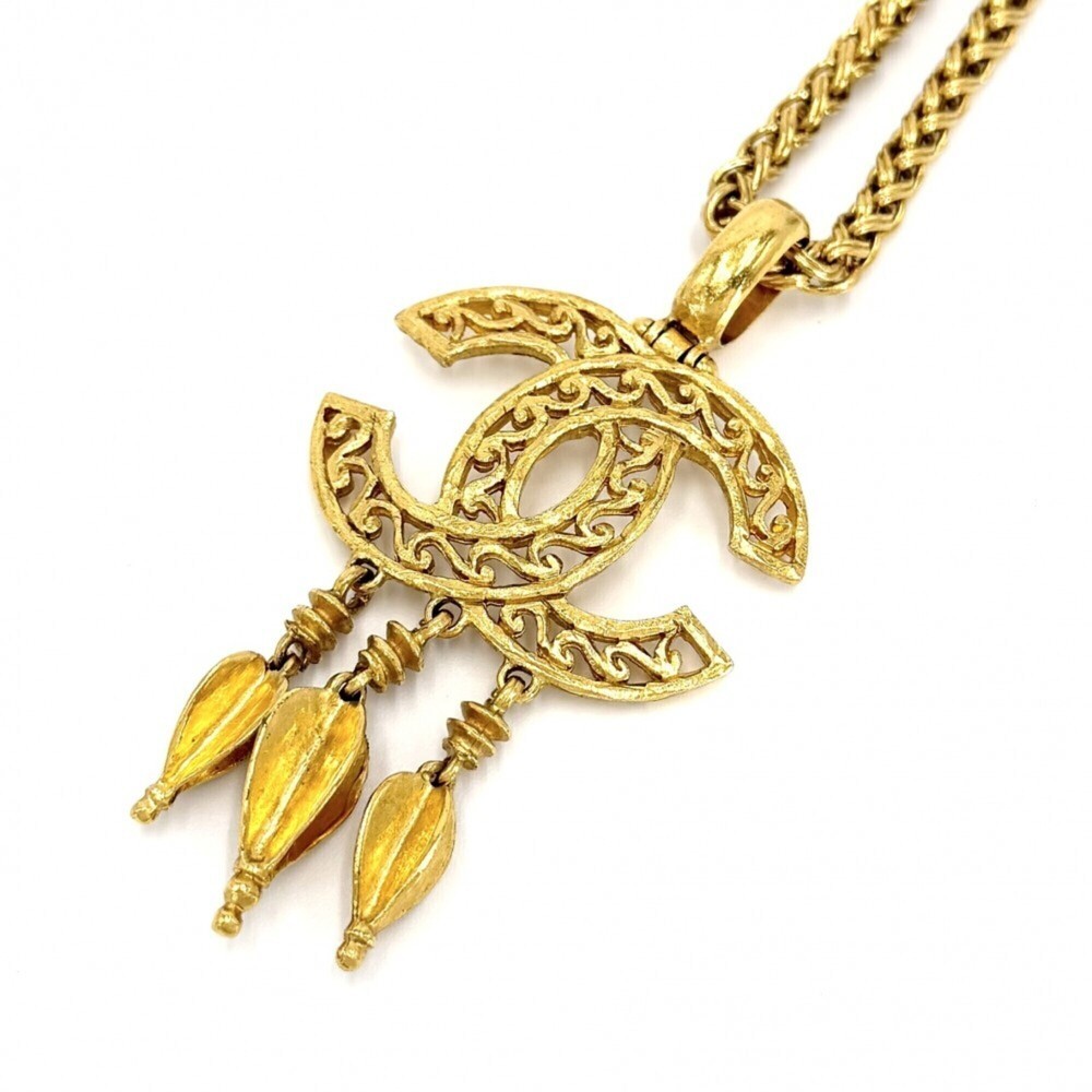 CHANEL Vintage Gold Logo Necklace